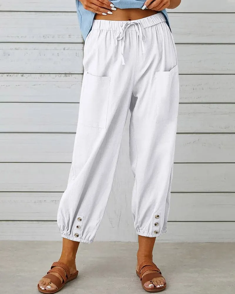 Kleidhaus Damen Hose – Kordelzug, Knopfdetails am Knöchel, Bequem & Lässig-83253-242a78fb-7ccc-4b24-b81d-6986e82e198e