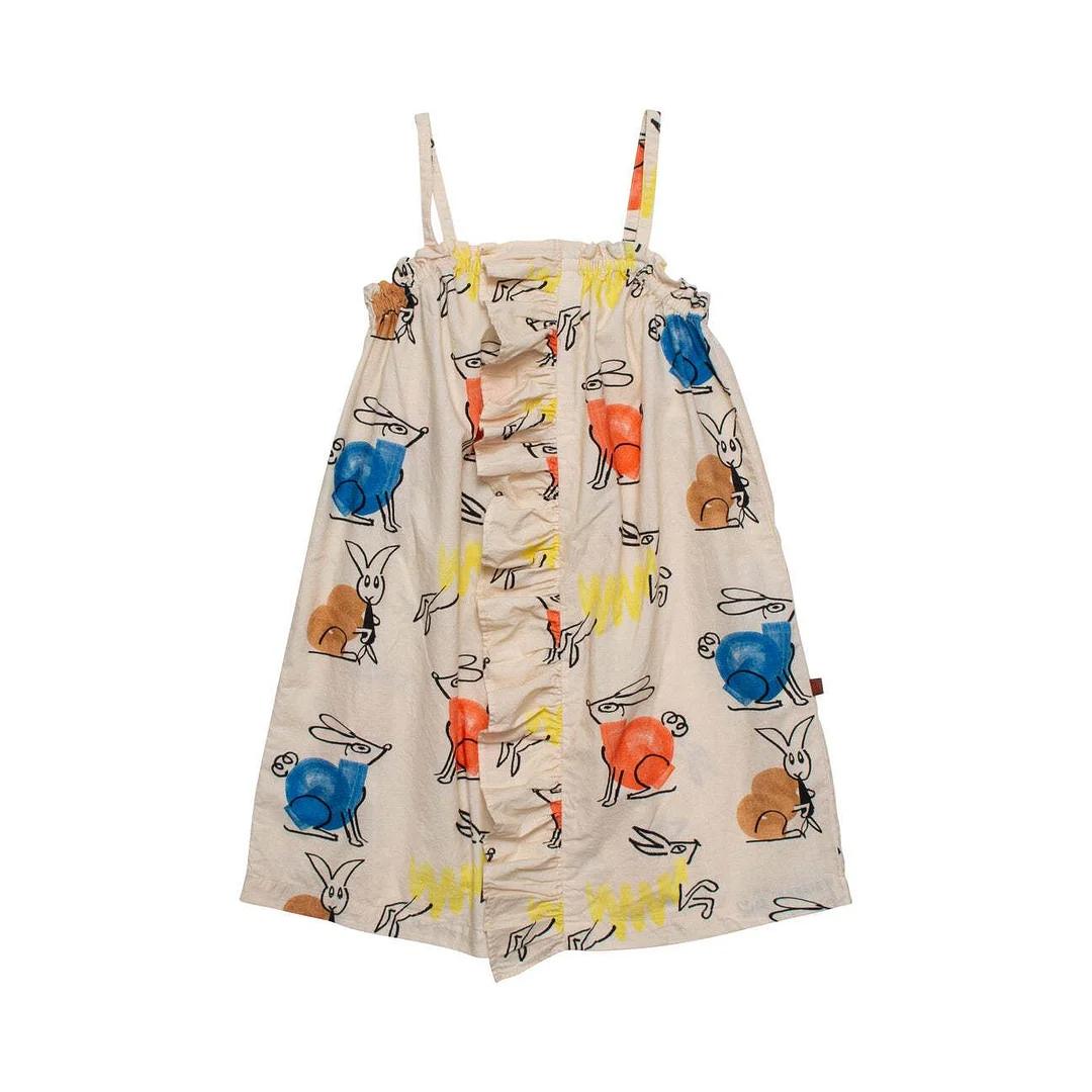 Girls Dress 2022 Summer New Sling Skirt Printed Doll Collar Girls Dress Cotton Casual Children's T-shirt Children's Clothing