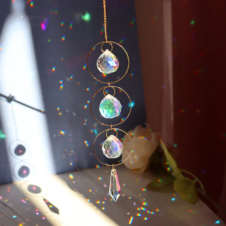 Hanging Moon Sun Heart Ball Light Catcher Crystal Outdoor Wind Chime (65)