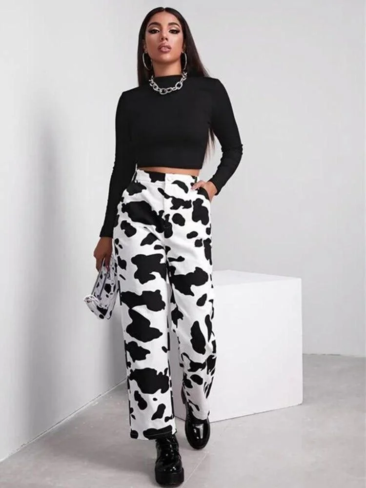 2020New Border Wide Leg Pants For Classic High-Waisted Jeans And Loudspeaker Pants 1109-1