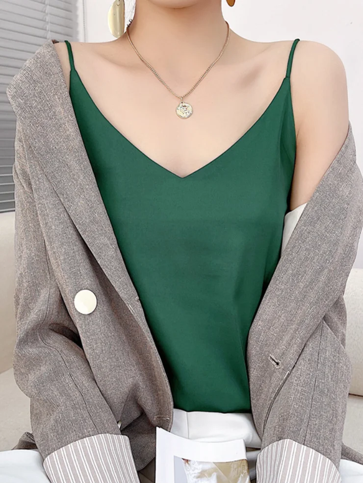 Simple Casual Solid Color Spaghetti-Neck Vest Top