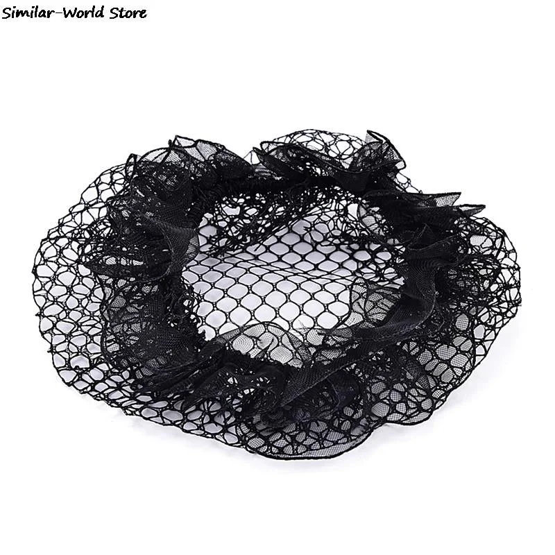 Satin Bow Rhinestone Barrette Lady Hair Clip Cover Bowknot Net Bun Snood