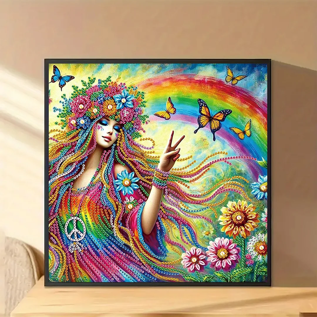 Diamond Painting - Partial Special Shaped Drill - Flower Hippie(Canvas|30x30cm)