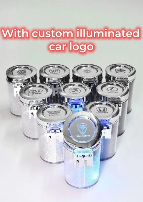 Car ashtray with LED light creative personality with cover
