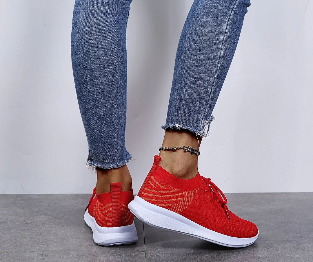 Women's Sneakers Lace Up Sock Shoes Summer Casual Sneakers Women Running Ladies Vulcanized Shoes Plus Size 35-43