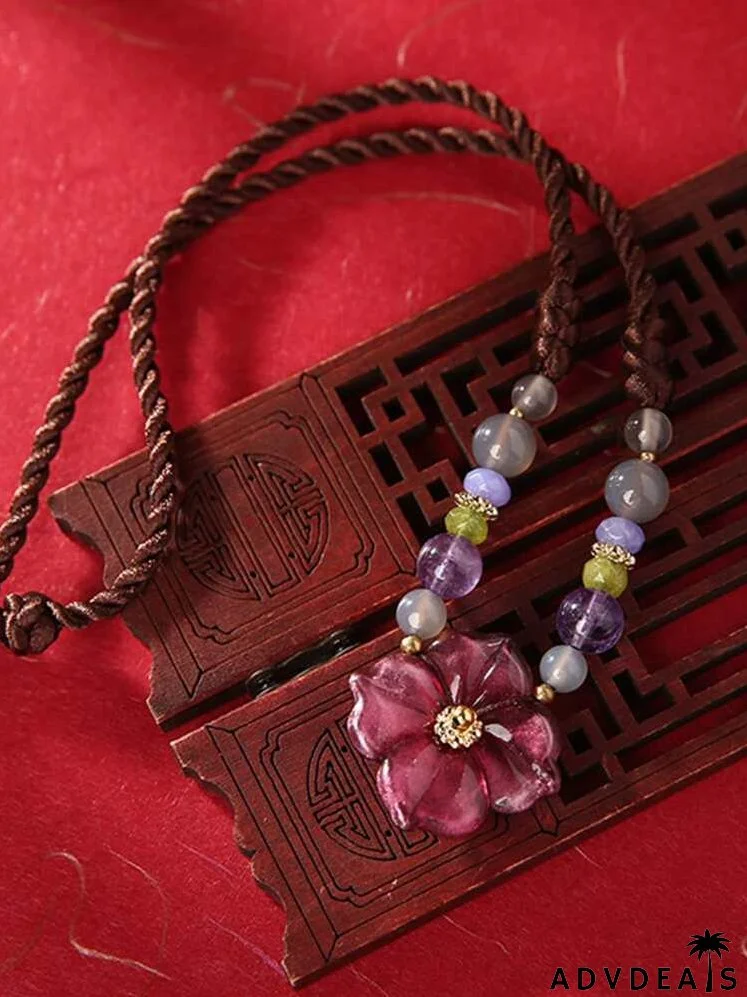 Bead Decor Flower Charm Necklace