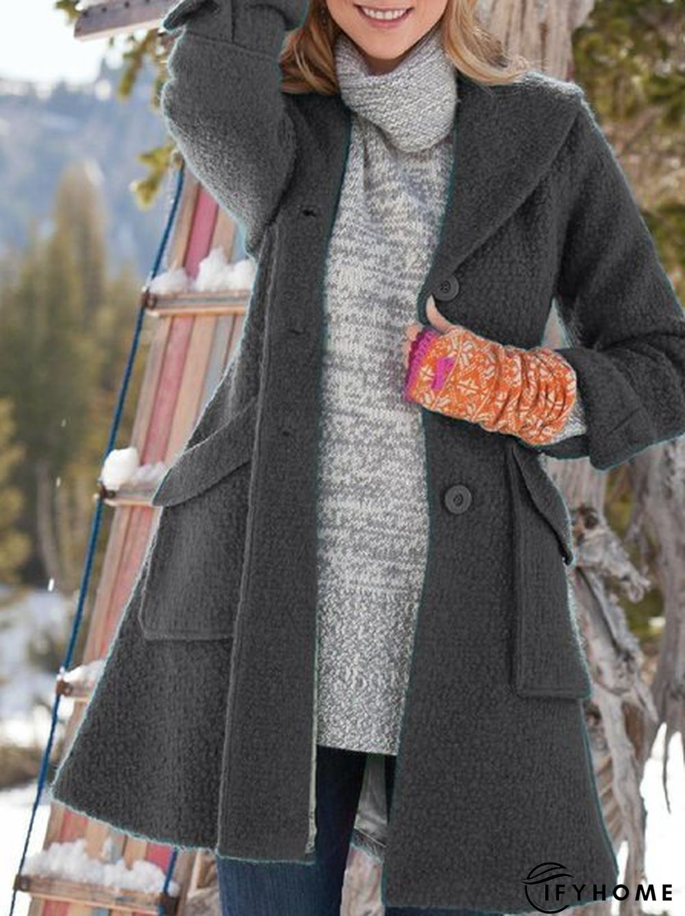 Shawl Collar Solid Vintage Long Sleeve Jacket | IFYHOME