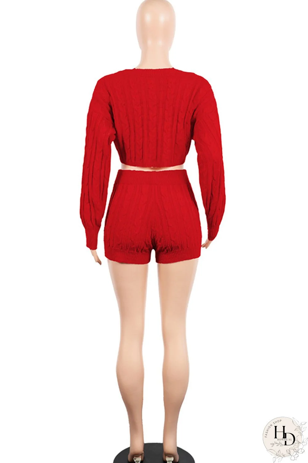 Orange Wool Europe and America Solid Two Piece Suits pencil Long Sleeve Two-Piece Short Set