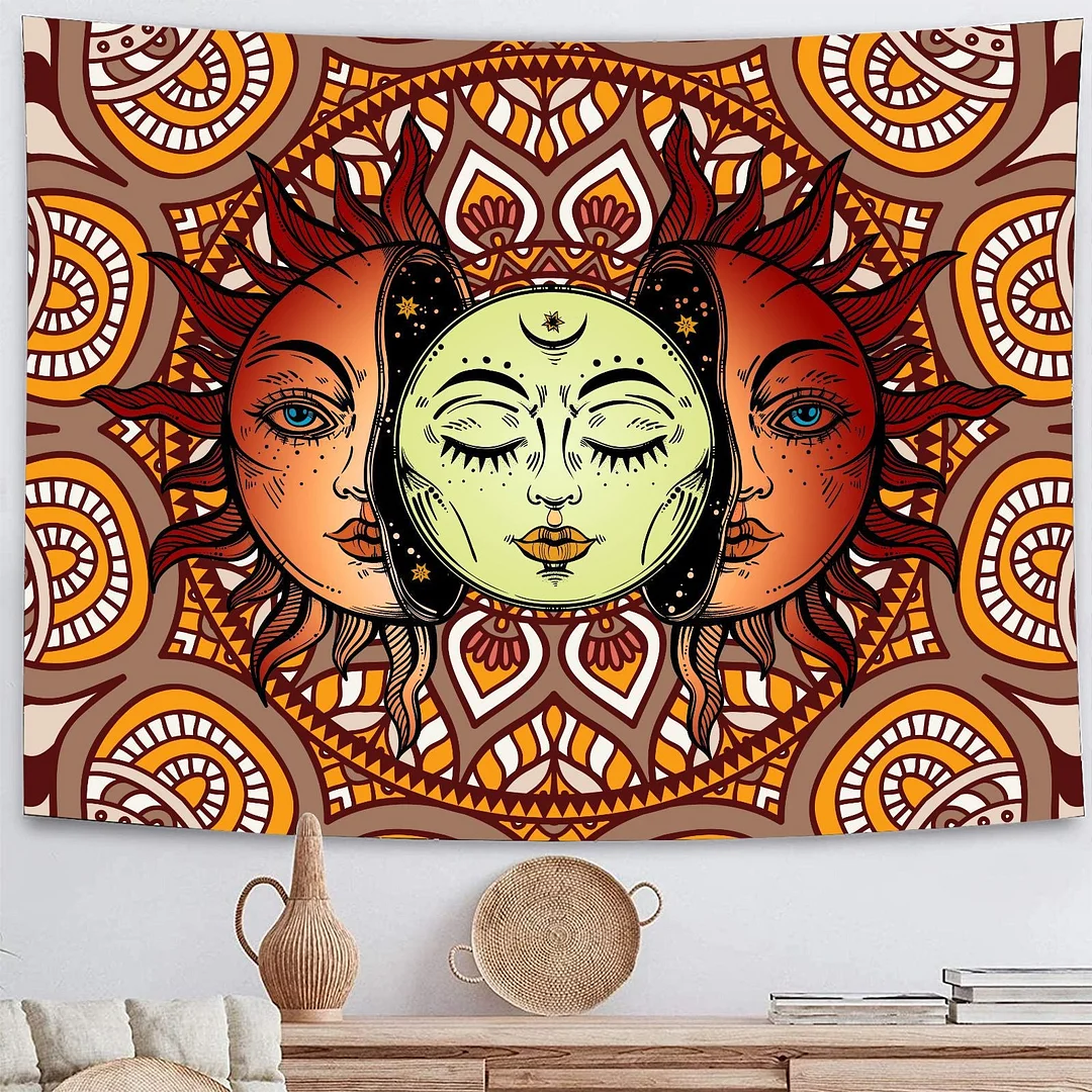 India Mandala Tapestry Boho Decor Wall Cloth Hippie Butterfly Life Tree Blanket Mushroom Sun Moon Wall Carpet
