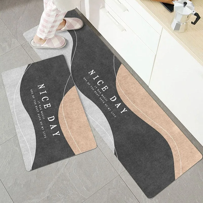 2pcs/set INS Kitchen Mat Modern Kitchen Rugs Long Strip Entrance Doormats Anti-slip Floor Carpet Absorption Door Mats Bathroom