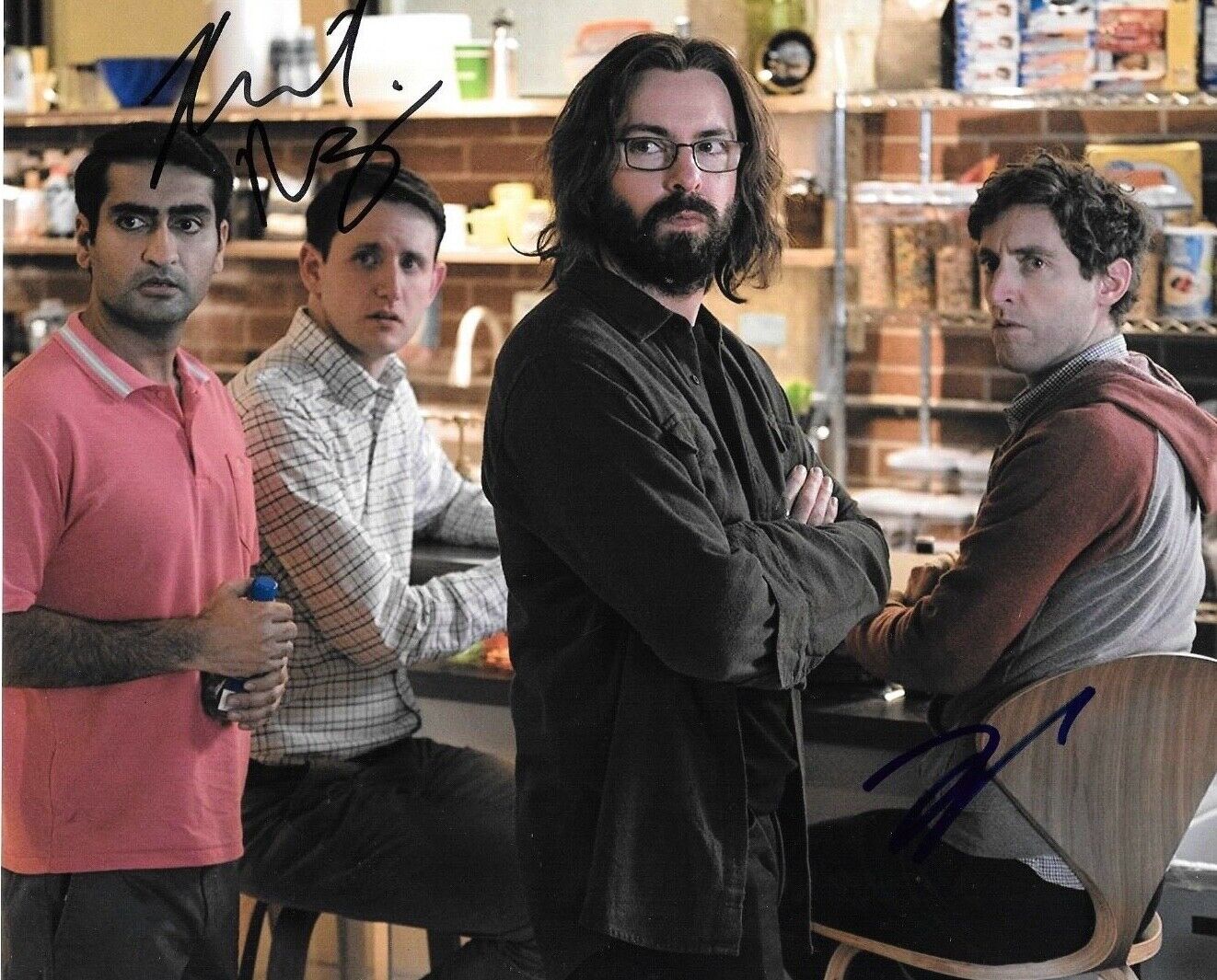 * KUMAIL NANJIANI & ZACH WOODS * signed 8x10 Photo Poster painting * SILICON VALLEY * 2