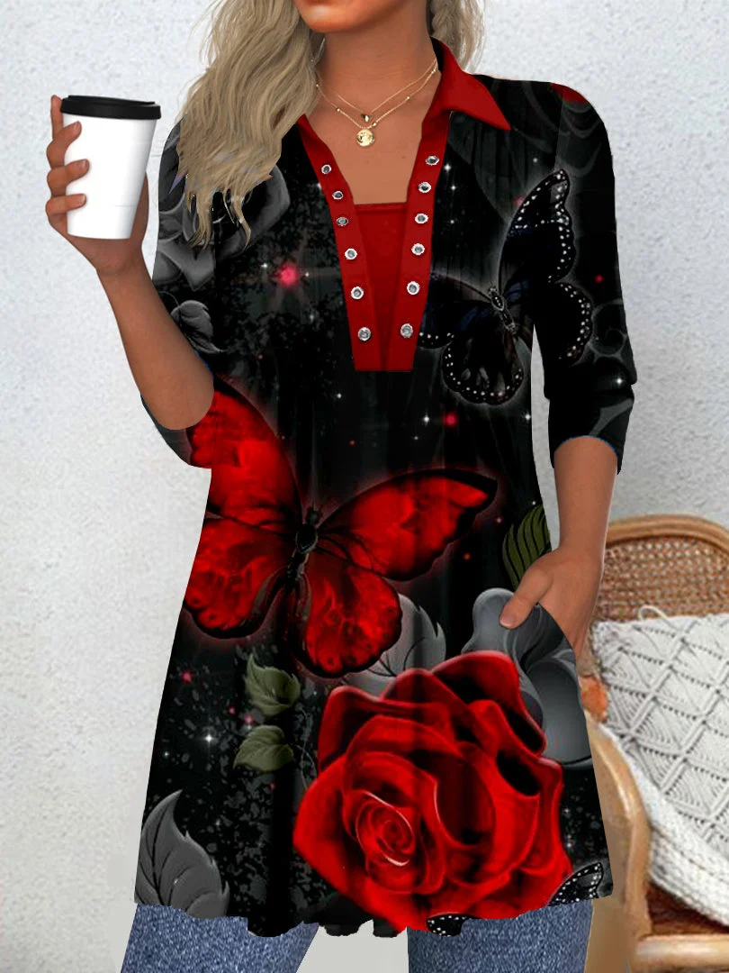 Women's Long Sleeve Scoop Neck Graphic Tops