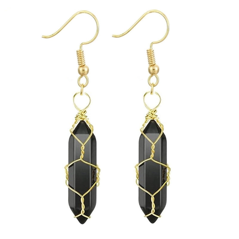 1 Pair Casual Minimalist Geometric Natural Stone Crystal Iron Drop Earrings