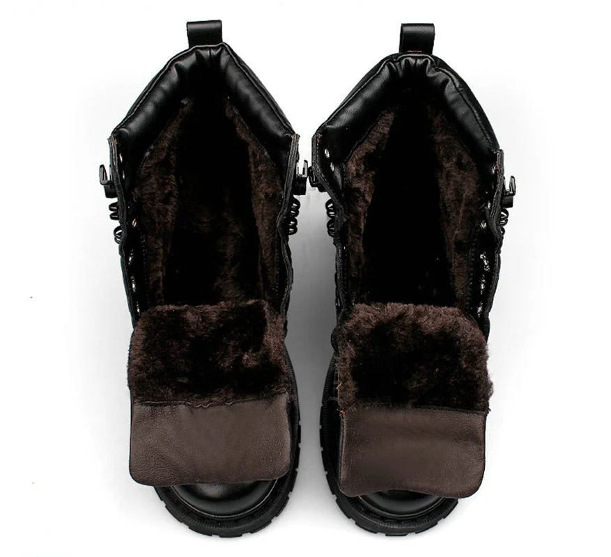 Big Size 50 Brand Super Warm Men's Winter Shoes Genuine Leather Men Waterproof Rubber Snow Boots Leisure Boots Retro Shoes Man