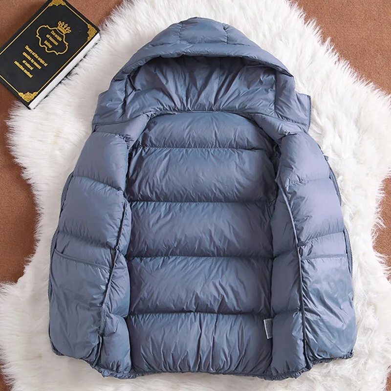 FTLZZ New Ultra Light Hooded Short Jacket Women 90% White Duck Down Coat Casual Windbreak Parkers Lightweight Warm Snow Outwear