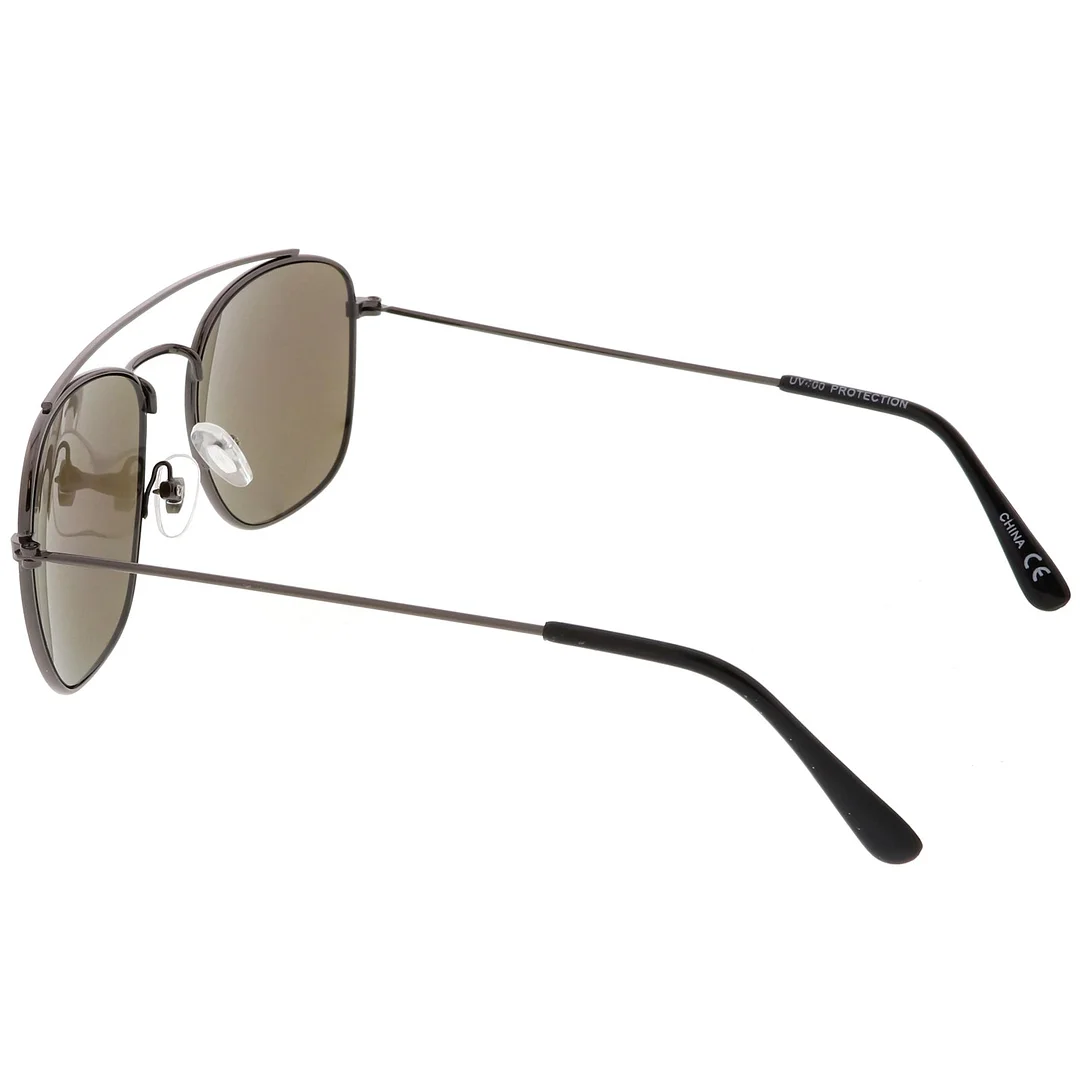 Classic Metal Aviator glasses Curved Crossbar Mirrored Square Lens 53mm