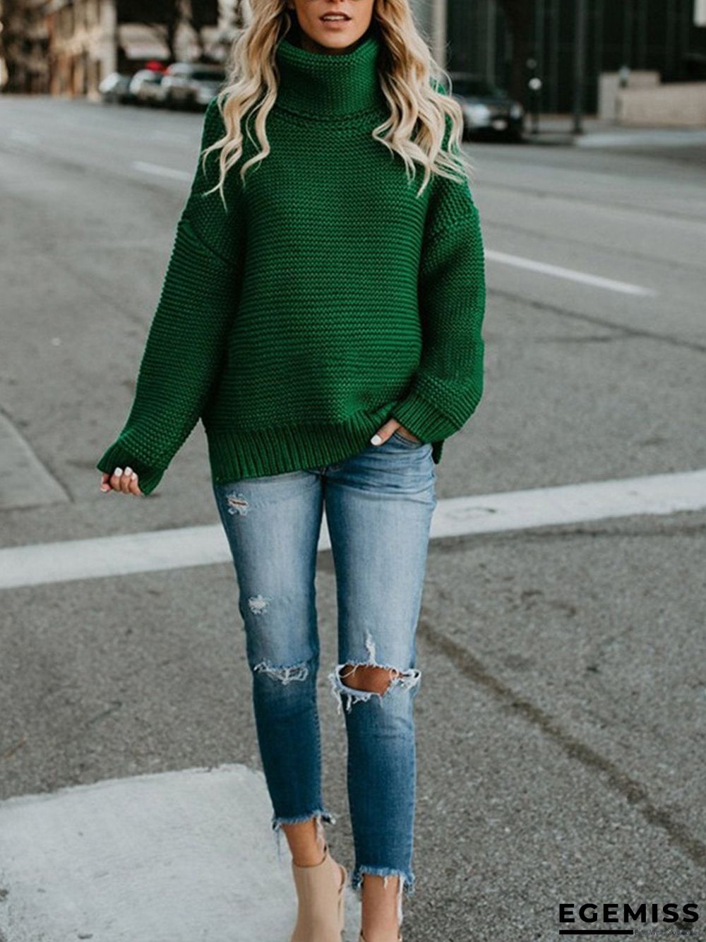 Long Sleeve Turtle Neck Casual Sweater | EGEMISS