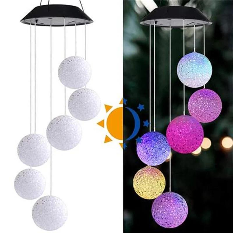 Solar Powered Color Changing Crystal Ball Wind Chime