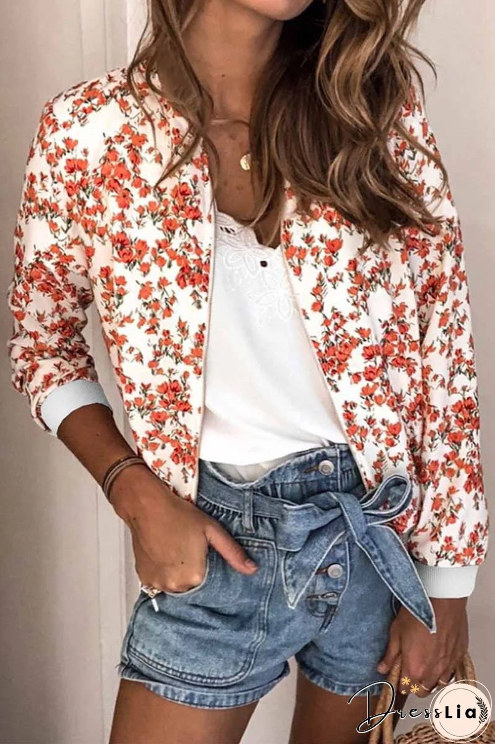 Casual Fashion Printed Round Neck Long Sleeve Jacket(3 Colors)