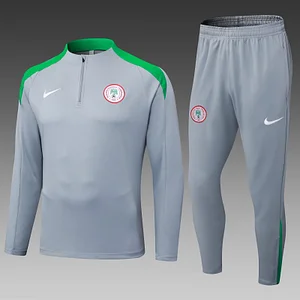 2025 Nigeria Half-Pull Training Suit Grey Football Shirt 1:1 Thai Quality Set