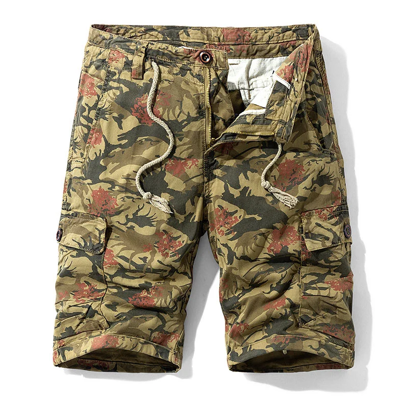 Men's loose camouflage multi-pocket men's shorts