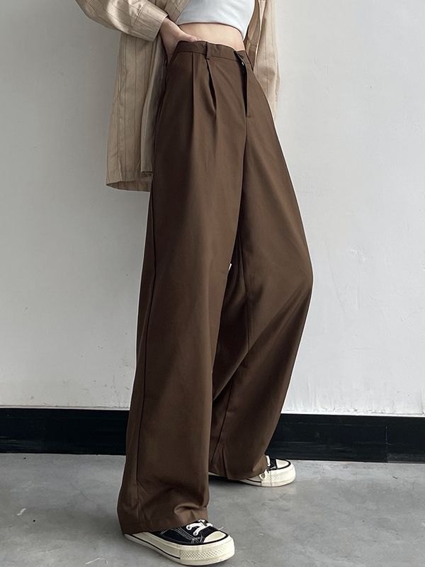 Basic Casual Straight Leg Tailored Pants