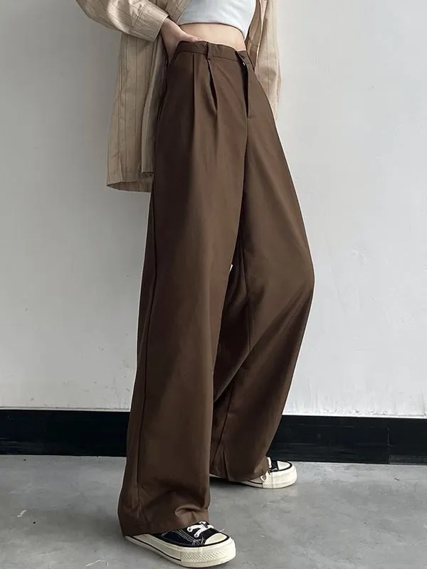 Basic Casual Straight Leg Tailored Pants