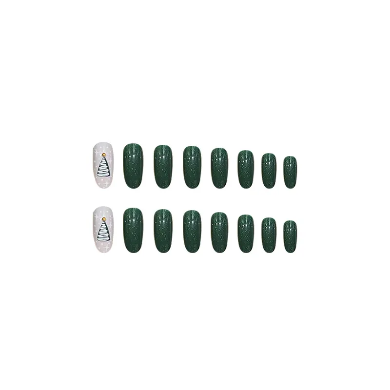 Churchf Churchf Christmas Tree Simple Lines French Temperament Wear A Gold Diamond Flash Powder Fake Nail Piece