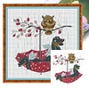 >SALE<Embroidery Eco-cotton Thread 14CT Printed Owl and Angel Dog Cross Stitch 40x42cm