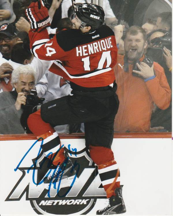 ADAM HENRIQUE SIGNED NEW JERSEY DEVILS CELEBRATION 8x10 Photo Poster painting! Autograph PROOF!