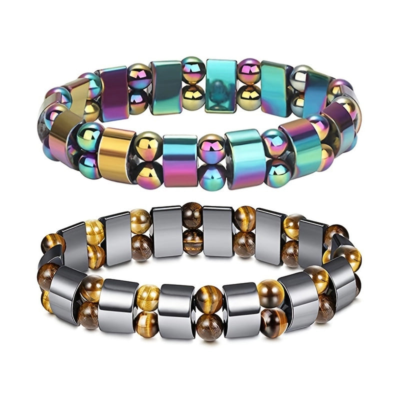 Bracelet Magnet Yoga Beaded Elastic Bracelet Hot Selling Bracelet Female Bracelet Male Black Gall Stone Jewelry