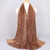 Golden Sequins Stripe Lines Shawl Breathable Hijab Scarf