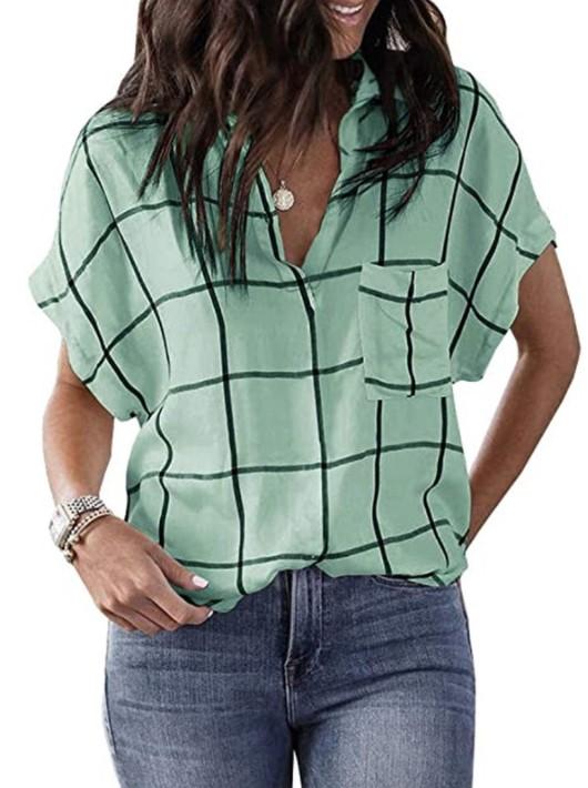 Women Half Sleeve V-neck Solid Color Dress