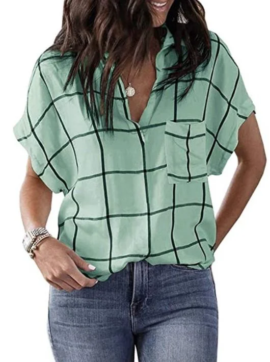 Women Half Sleeve V-neck Solid Color Dress