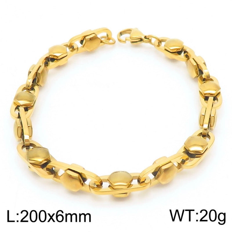 Jewelry Rock Punk Solid Color Stainless Steel 18K Gold Plated Plating Bracelets Necklace