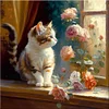 Cats And Flowers On Windowsill- 18CT Stamped Cross Stitch 30*30cm/11.81*11.81in