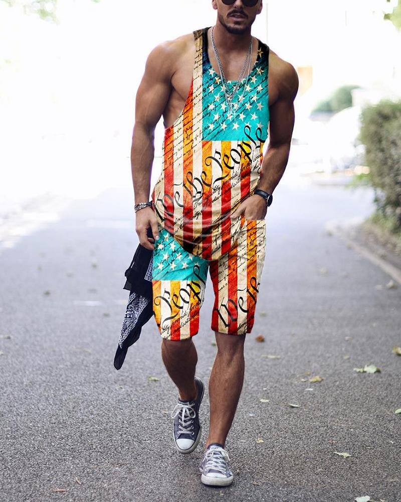 Men's Fashion Striped Color Matching Vest Suit