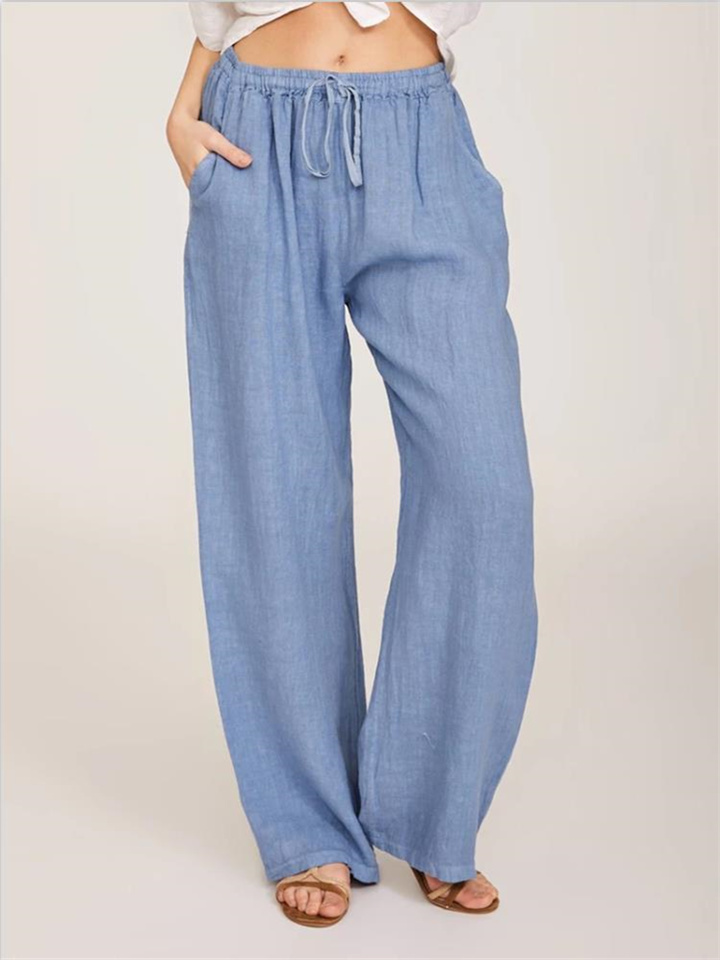 Women's Cotton and Linen Casual Loose Yoga Pants Straight Wide Leg Pants
