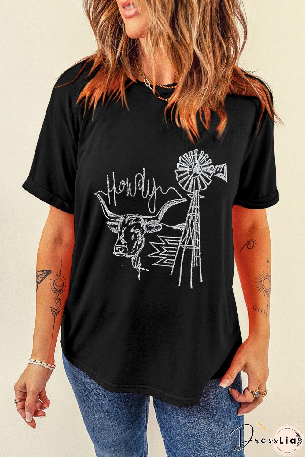 Wild West Embroidered Round Neck Tee
