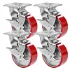 [US Local Warehouse] 5 Inch Caster Wheels Total Capacity 4000 Lbs Heavy Duty Casters with Brake Plate Casters for Trolleys Transport Materials Toolboxes