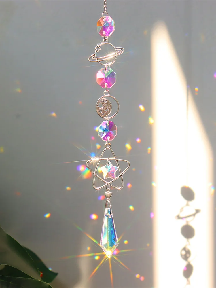 Crystal Wind Chime Prism Catchers Hanging Ornament Curtain Garden Pendant