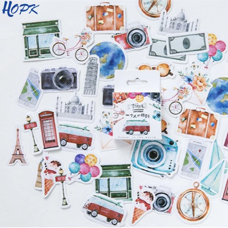 46 pcs/Set One Person Travel Planner Stickers Scrapbooking Journal Stickers Cute Kawaii DIY Decoration Diary Stationery