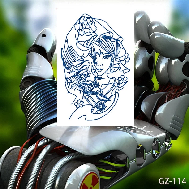 Temporary Waterproof Tattoos Stickers Sexy Mythical Dragon Girl Fox Mask Juice Ink Lasting Arm Back Body Buttocks Fake Tatoo DIY