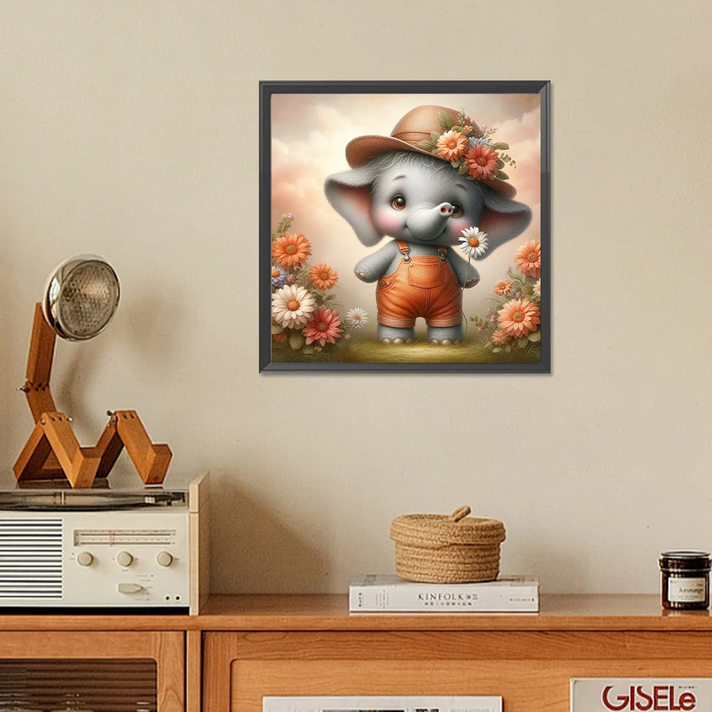 Diamond Painting - Full Square Drill - Flower Elephant(Canvas|35*35cm)