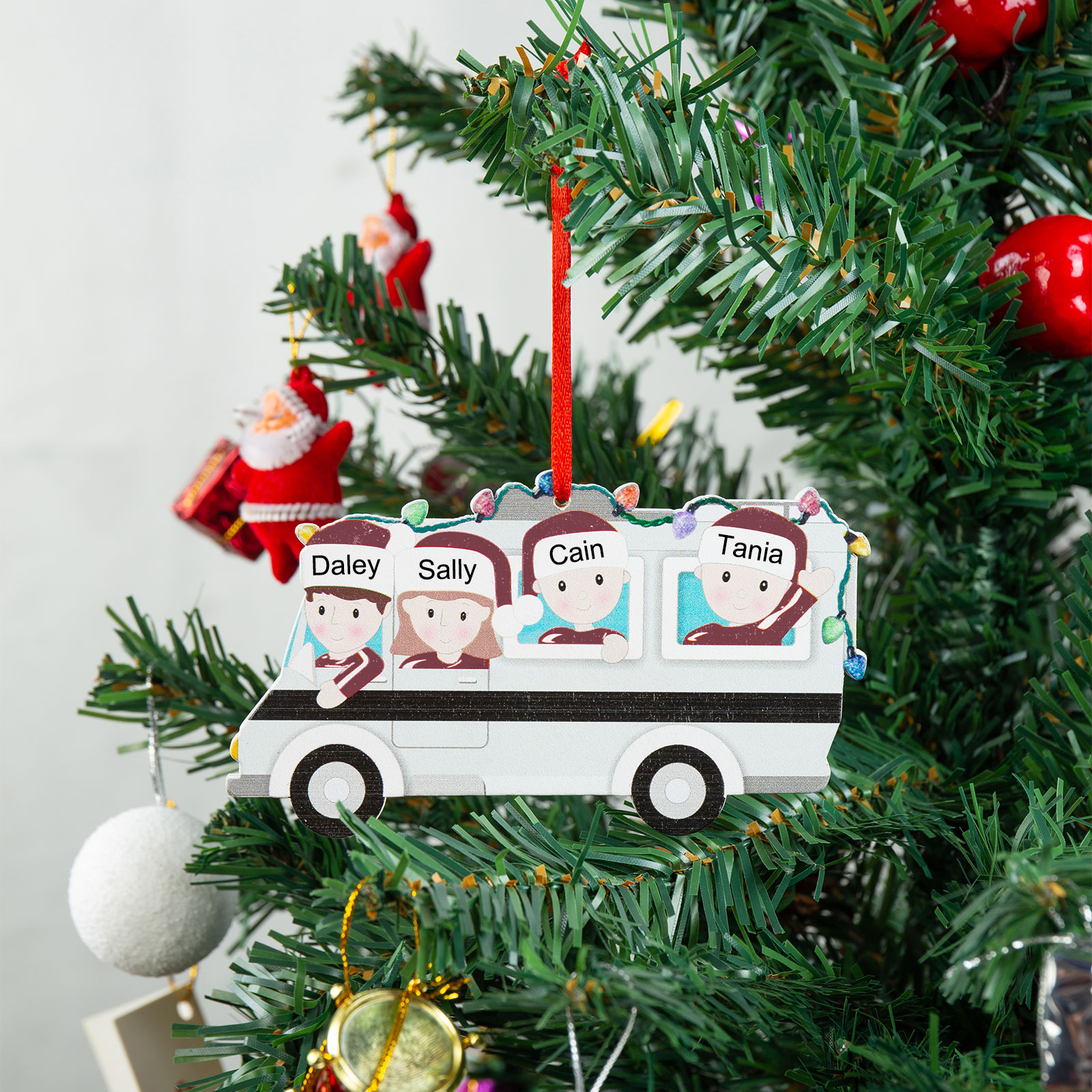 Kettenmachen Holz Weihnachtsornament-Personalisiertes 9 Namen Ornament  Weihnachten Anhänger Wohnmobil-Ausflug mit 9 Familienmitgliedern 16.99