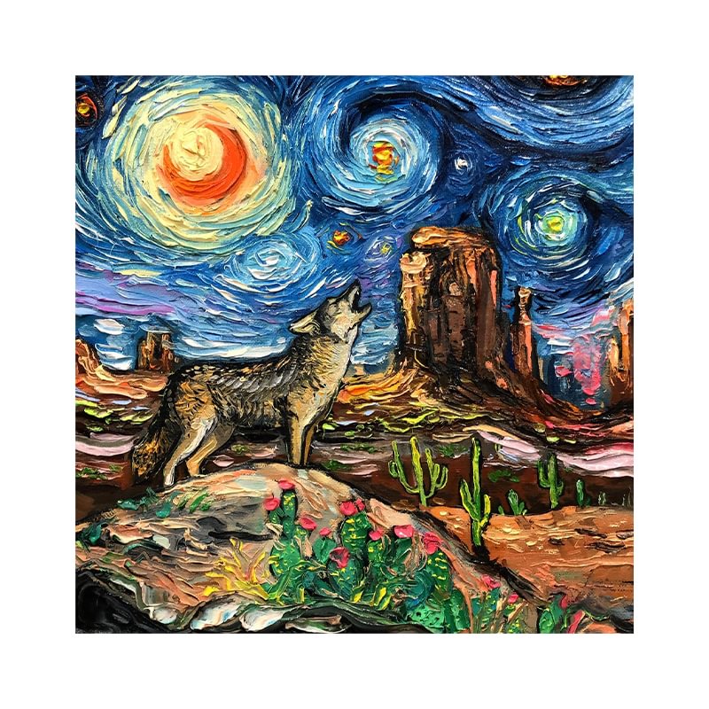 Ericpuzzle™ Ericpuzzle™ Van Gogh Starry Sky - Wolf Wooden Puzzle