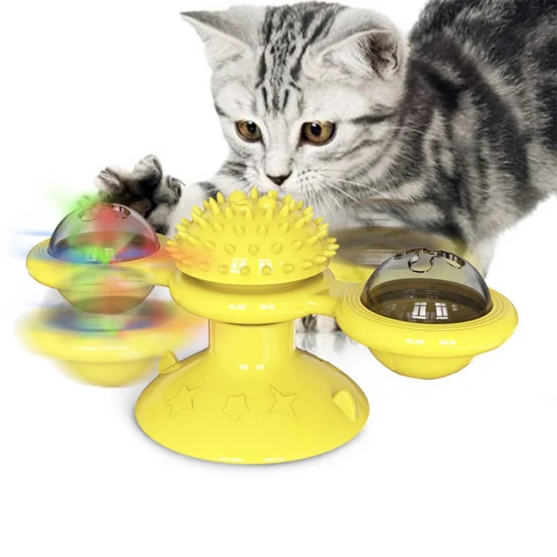 Interactive Cat Windmill Toy – LED & Catnip Ball Spinner for Indoor ...