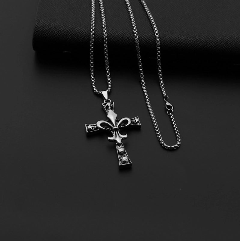 Hip-hop Cross Star Snake Stainless Steel Alloy Plating Pendant Necklace2