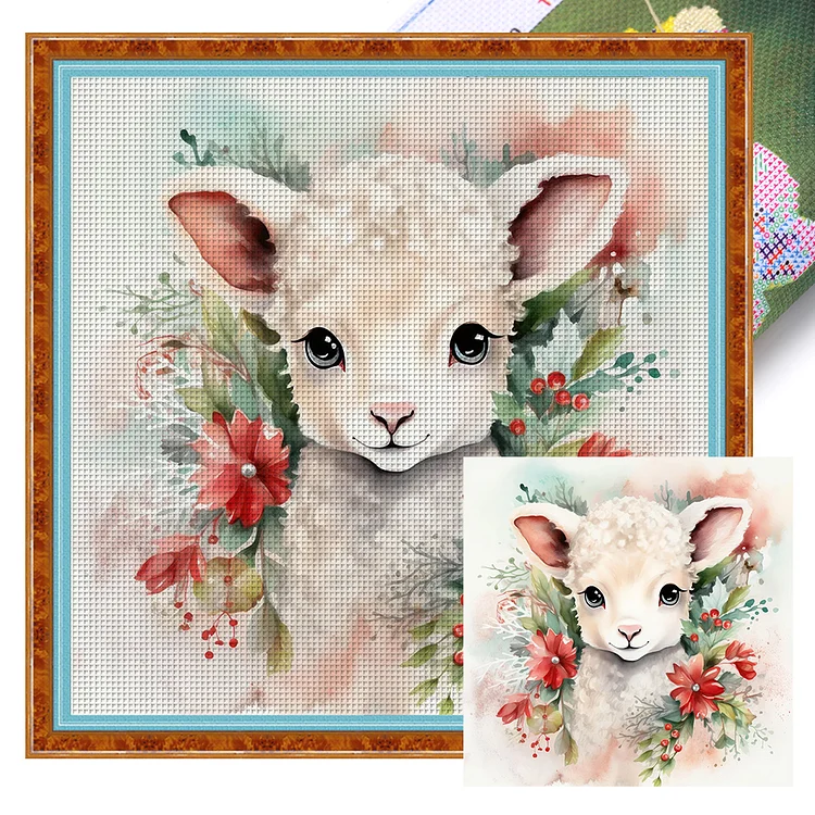 【Yishu Brand】Winter Lamb 11CT Stamped Cross Stitch 40*40CM