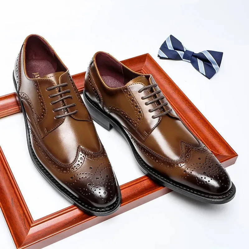 Men's Perforated Leather Oxford Shoes &ndash; Formal Brogue Detailing &ndash; view 2